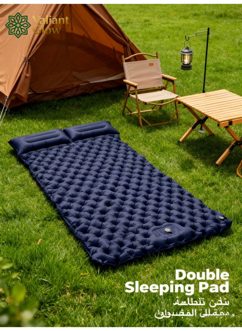 Valiant Glow Emergency Portable Lightweight Sleeping Mat|Double camping sleeping mat | Ultralight camping mat | With pillow | Built-in foot pump | Inflatable sleeping mat |camping mat|sleeping pad| Lightweight and portable | Suitable for camping | Backpacking | Hiking | Tent camping. - Image 2